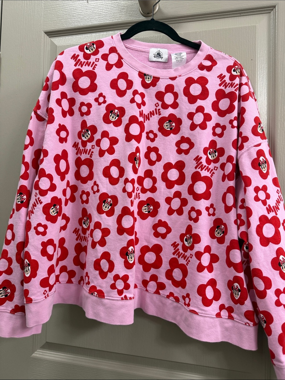 Disney Pink and Red Minnie Floral crew neck